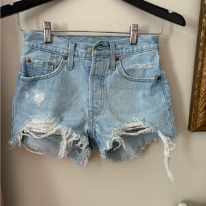Levi's Light Blue Distressed Jean Shorts